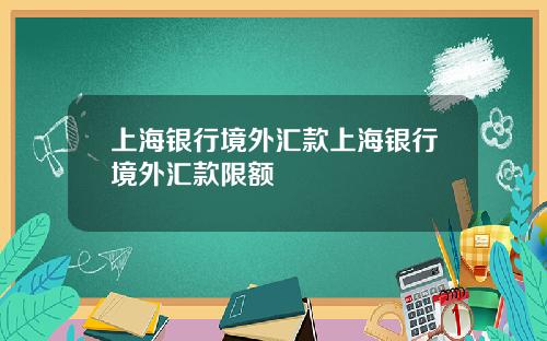 上海银行境外汇款上海银行境外汇款限额