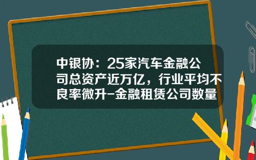 中银协：25家汽车金融公司总资产近万亿，行业平均不良率微升-金融租赁公司数量