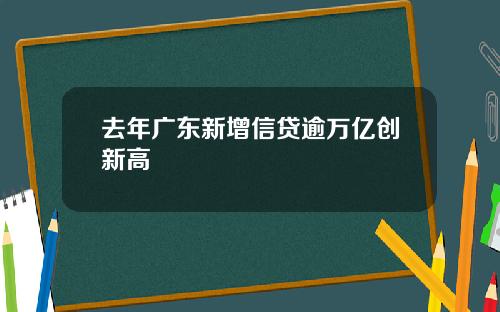 去年广东新增信贷逾万亿创新高