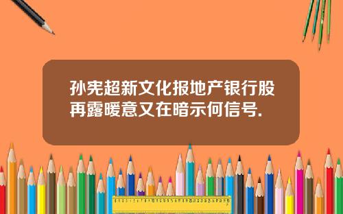 孙宪超新文化报地产银行股再露暖意又在暗示何信号.