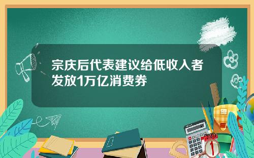 宗庆后代表建议给低收入者发放1万亿消费券