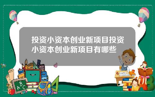 投资小资本创业新项目投资小资本创业新项目有哪些