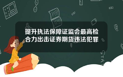 提升执法保障证监会最高检合力出击证券期货违法犯罪