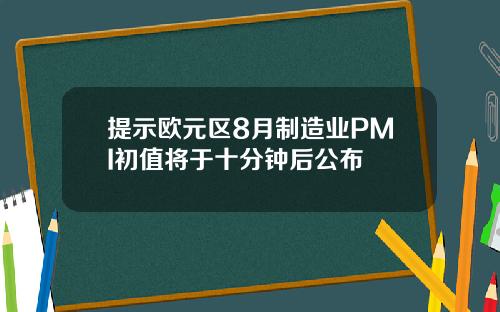 提示欧元区8月制造业PMI初值将于十分钟后公布