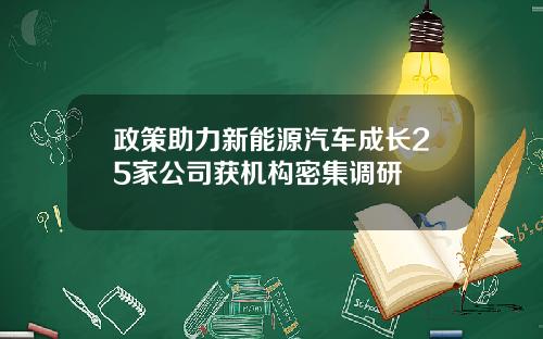 政策助力新能源汽车成长25家公司获机构密集调研