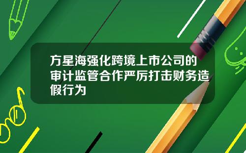 方星海强化跨境上市公司的审计监管合作严厉打击财务造假行为