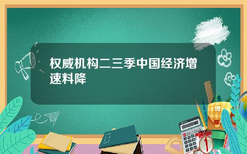 权威机构二三季中国经济增速料降