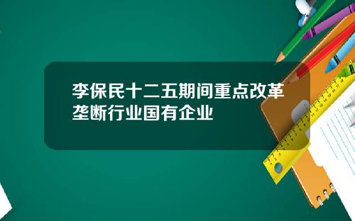 李保民十二五期间重点改革垄断行业国有企业