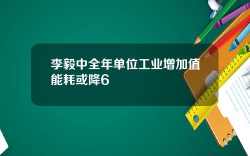 李毅中全年单位工业增加值能耗或降6