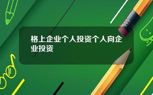 格上企业个人投资个人向企业投资