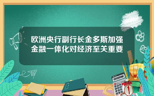 欧洲央行副行长金多斯加强金融一体化对经济至关重要