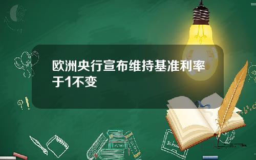 欧洲央行宣布维持基准利率于1不变