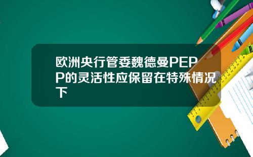 欧洲央行管委魏德曼PEPP的灵活性应保留在特殊情况下