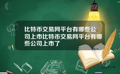 比特币交易网平台有哪些公司上市比特币交易网平台有哪些公司上市了