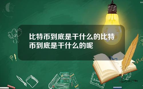 比特币到底是干什么的比特币到底是干什么的呢