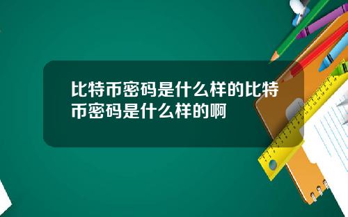 比特币密码是什么样的比特币密码是什么样的啊