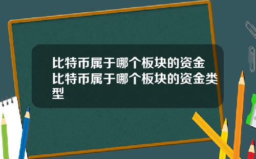 比特币属于哪个板块的资金比特币属于哪个板块的资金类型