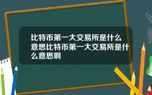 比特币第一大交易所是什么意思比特币第一大交易所是什么意思啊