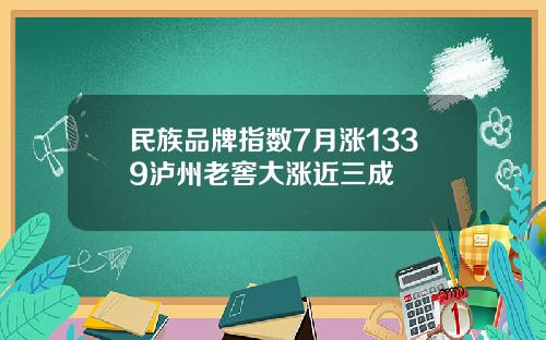 民族品牌指数7月涨1339泸州老窖大涨近三成