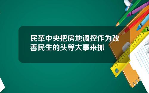 民革中央把房地调控作为改善民生的头等大事来抓