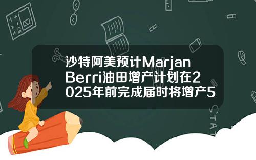 沙特阿美预计MarjanBerri油田增产计划在2025年前完成届时将增产55万桶日