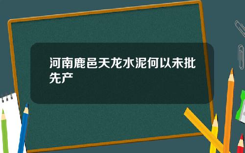 河南鹿邑天龙水泥何以未批先产