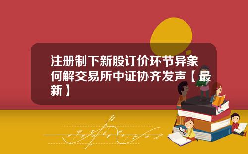 注册制下新股订价环节异象何解交易所中证协齐发声【最新】