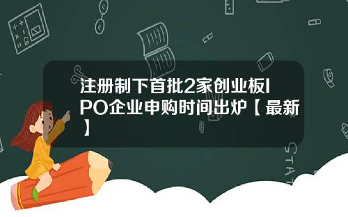 注册制下首批2家创业板IPO企业申购时间出炉【最新】