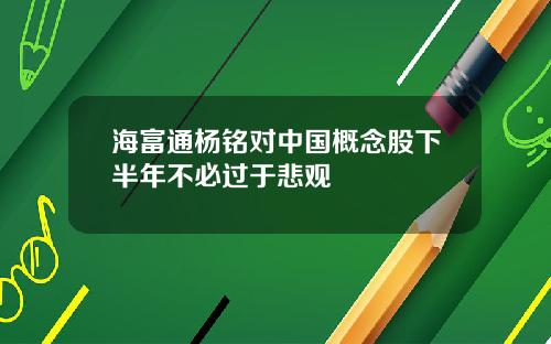 海富通杨铭对中国概念股下半年不必过于悲观