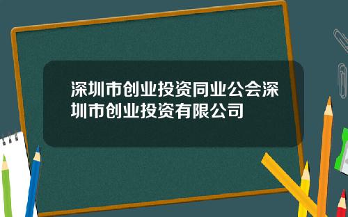 深圳市创业投资同业公会深圳市创业投资有限公司