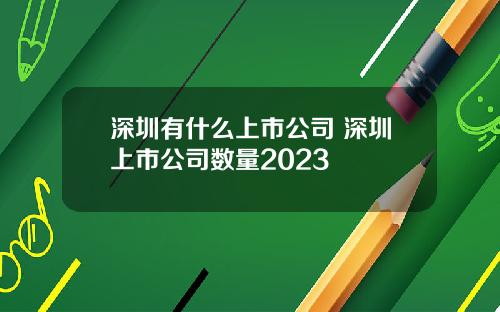 深圳有什么上市公司 深圳上市公司数量2023