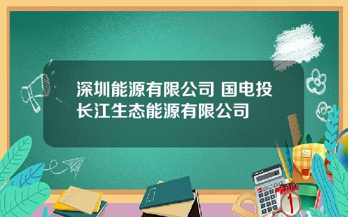 深圳能源有限公司 国电投长江生态能源有限公司