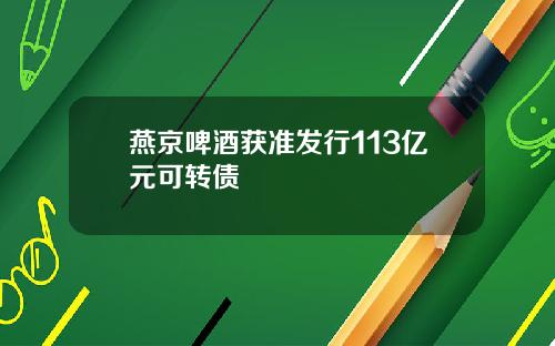 燕京啤酒获准发行113亿元可转债