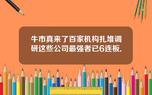 牛市真来了百家机构扎堆调研这些公司最强者已6连板.