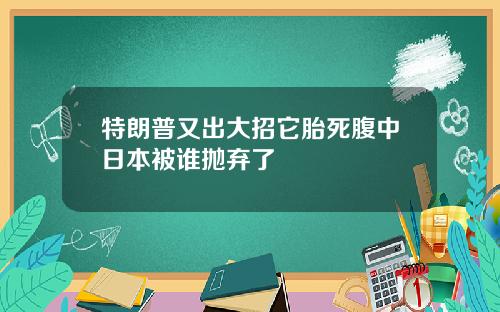 特朗普又出大招它胎死腹中日本被谁抛弃了