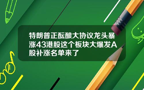 特朗普正酝酿大协议龙头暴涨43港股这个板块大爆发A股补涨名单来了