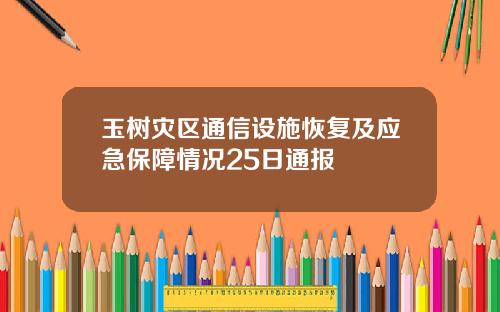 玉树灾区通信设施恢复及应急保障情况25日通报