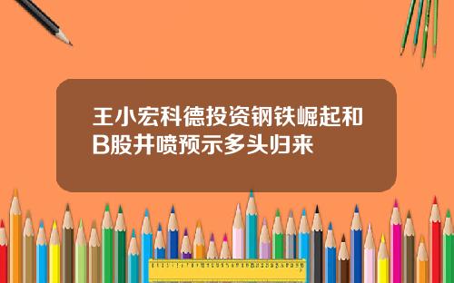 王小宏科德投资钢铁崛起和B股井喷预示多头归来