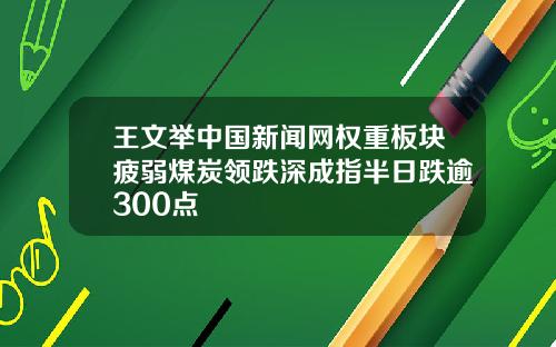 王文举中国新闻网权重板块疲弱煤炭领跌深成指半日跌逾300点