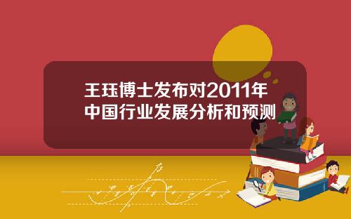 王珏博士发布对2011年中国行业发展分析和预测