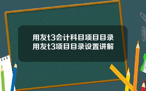 用友t3会计科目项目目录用友t3项目目录设置讲解