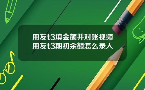 用友t3填金额并对账视频用友t3期初余额怎么录入