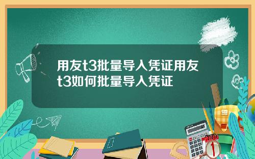 用友t3批量导入凭证用友t3如何批量导入凭证