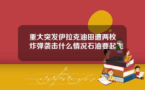 重大突发伊拉克油田遭两枚炸弹袭击什么情况石油要起飞