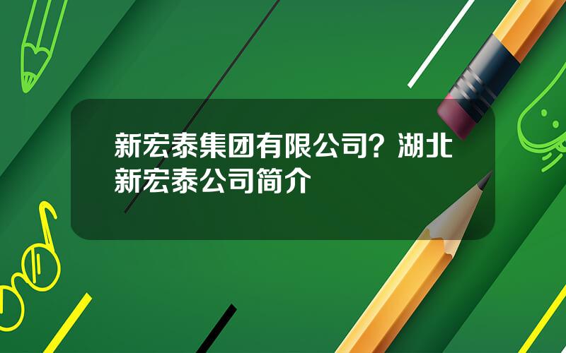 新宏泰集团有限公司？湖北新宏泰公司简介