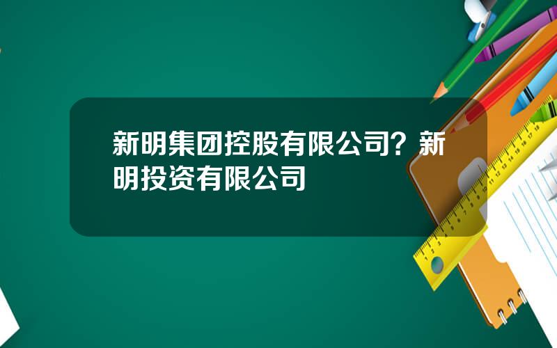 新明集团控股有限公司？新明投资有限公司