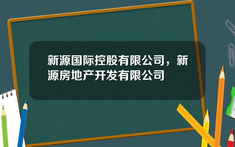 新源国际控股有限公司，新源房地产开发有限公司