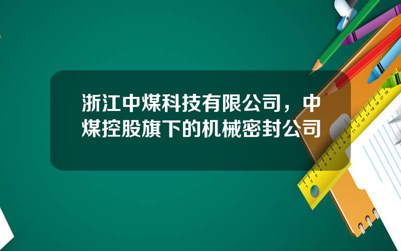 浙江中煤科技有限公司，中煤控股旗下的机械密封公司