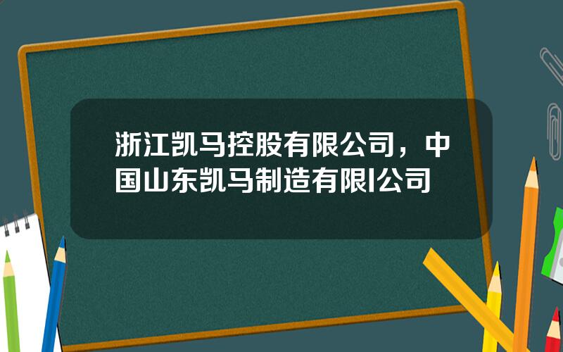 浙江凯马控股有限公司，中国山东凯马制造有限I公司