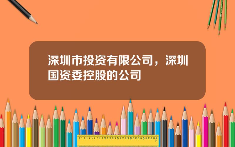 深圳市投资有限公司，深圳国资委控股的公司